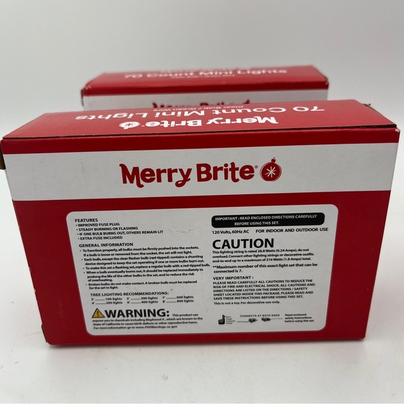 4x MERRY BRITE 70 Count Mini
Christmas Lights Clear Bulb on Green
Wire 15' Each - Picture 2 of 4